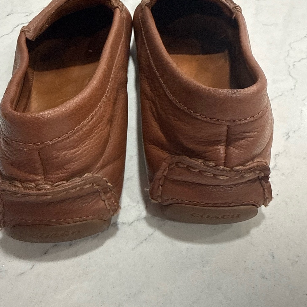 Coach Leather Loafer Flats Gold Logo Women's Size 10B Preppy - Picture 7 of 16